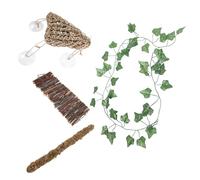 BESPORTBLE Kit 4 Pièces pour Reptiles Pont D’Escalade en Bois, Hamac Triangulaire, Mousse Décorative et Plantes Artificielles - Accessoires pour Terrarium, et Plateforme D’Escalade