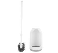 BESPORTBLE Kit de Brosse de Toilette Blanc Mural en PP avec Support Espace Optimisé pour Salle de Bain à Domicile, Brosse Plate Angle pour Nettoyage sans Dommage des Surfaces