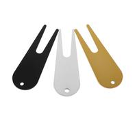 BESPORTBLE Kit Réparation Gazon Golf 3 Pièces en Métal Solide Fourche à Divot Portable Marqueur Balle Golf pour Alignement Putt Outil Compact Léger Or Argenté et Noir
