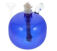 BESPORTBLE Lampe à Huile en Verre Rechargeable Ronde Verre Borosilicaté Bleu sans Flamme Bougie à Huile Liquide Paraffine pour Décoration Intérieur et Offrandes 1 Pièce