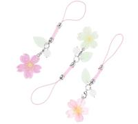 BESPORTBLE Lanières Décoratives pour Téléphone 3 Pièces Femmes Style Fleur de Cerisier Multifonctionnel pour Écouteurs, Clés Usb, Paquet à Dos Présent Pratique Couleurs Rose Fuchsia, Violet, Vert