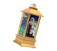 BESPORTBLE Lanterne Décorative LED Style Église Jésus Lampe de Noël sans Flamme Petite Lanterne Dorée Imitation Flamme Éclairage Festif Intérieur Extérieur Décoration de Fête Vintage