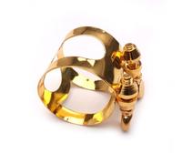 BESPORTBLE Ligature Saxophone Alto Eb Double Filetage Métal Doré avec Double Vis Protection Embouchure pour Saxophone Midrange Bakélite