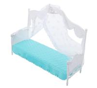 BESPORTBLE Lit Miniature Plastique pour Poupées Modèle de Lit Simple Échelle avec Décoration Dentelle Accessoire de Mobilier de Maison de Poupée pour Bricolage Éducatif et