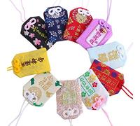 BESPORTBLE Lot de 10 amulettes japonaises Porte- Omamori Charme Chinois pour Voiture Miroir de Voiture santé Amour Victoire diététicien Richesse de bénédiction
