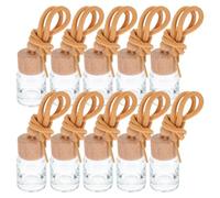 BESPORTBLE Lot de 10 Flacons de Parfum Vides 8 ML en Verre Transparent Petit Bouchon Rond, Diffuseurs Suspendus Rechargeables pour Voiture et Accessoires Auto, Désodorisants Rechargeables