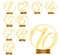 BESPORTBLE Lot de 10 Panneaux de Table en Acrylique Doré Numéros 1 à 10 Décor de Table pour Mariage Banquet et Restaurant Accessoire Pratique et Résistant Surface Lisse Facile à