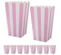 BESPORTBLE Lot de 100 Petites Boîtes à Pop-Corn en Papier Rayé Rose Résistantes à L'Huile Format Petit pour Soirées Cinéma Fêtes et Snacks Variés comme Frites et Bonbons