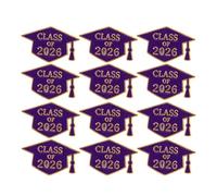 BESPORTBLE Lot de 12 Broches Insigne de Revers de Graduation 2026, Épinglettes Chapeau de Doctorat Violet, Accessoires de Fin D'études pour Enseignants et Étudiants, Décoration Festive