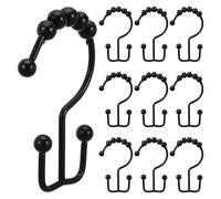 BESPORTBLE Lot de 12 Crochets Doubles pour Rideau de Noirs en Acier Inoxydable Antirouille Roulettes à Billes pour Anneaux Coulissants, Compatibles Barre de Rideau, Accessoires Salle de