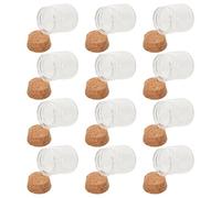 BESPORTBLE Lot de 12 Flacons en Verre Transparent 30 ML avec Bouchons en Liège, Fioles Décoratives 3,7 CM de Diamètre X 4 CM de Hauteur, Bocaux à Souhaits Polyvalents pour Décoration