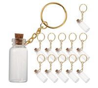 BESPORTBLE Lot de 12 Mini Flacons en Verre Transparent 5 Ml avec Bouchons en Liège Hermétiques et Porte-Clés Métalliques Petits Bocaux pour Messages et Loisirs Créatifs pour Mariage Fête