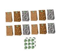 BESPORTBLE Lot de 12 Paquet en Papier Kraft à Thème Animaux Jungle avec Autocollants Décoratifs Format Moyen Motifs Léopard et Zèbre pour Fêtes d'Anniversaire et Présents Créatifs