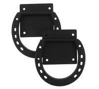 BESPORTBLE Lot de 2 Anneaux D'attache pour Cheval en Acier Robuste Noir 11 X 12,5 X 5,5 Cm avec Vis de Fixation, Accessoires Écurie Anti-recul pour Attacher et Sécuriser Matériel Équestre