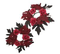 BESPORTBLE Lot de 2 Anneaux de Bougies d'automne de Feuille d'Érable Noire Décorations Légères en Polyester pour Centres de Table Porte-Bougies Couronnes de Thanksgiving et Décor Rustique