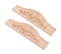 BESPORTBLE Lot de 2 Appliques Décoratives en Bois Sculpté de Style Européen Incrustations d'angle 29X8 CM Non Peintes Décorations pour Portes D’Armoires et Meubles Ornements en Bois