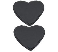 BESPORTBLE Lot de 2 Assiettes à Dessert en Ardoise Naturelle Noire Forme Cœur 20X20 CM Plat de Steak Polyvalent et Assiette de Conservation des Aliments pour Buffet Maison et Restaurant