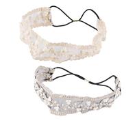 BESPORTBLE Lot De 2 Bandeaux En Dentelle Perles, Couvre-chefs Élégants En Tissu, Taille Unique, Couleurs Noir Et Beige, Accessoires Cheveux Pour Femmes, Usage Quotidien Et Occasions Festives