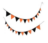 BESPORTBLE Lot de 2 Bannières Triangulaires en Coton 100% Naturel Orange et Noir Décorations D’Halloween pour Maison Toile de Fond Festive et Guirlande Suspendue pour Fêtes et Photos