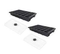 BESPORTBLE Lot de 2 Boîtes de Germination pour Plantes avec 24 Trous Couvercle Ventilé Plastique Noir Solide Plateau de Semis pour Jardinage et Culture de Semences Outil de Plantation