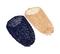 BESPORTBLE Lot de 2 Bonnets de Nuit Longs en Filet Crocheté Bleu Marine et Kaki, Protecteur Capillaire Extensible, Accessoires pour Cheveux, Adaptés au Sommeil et Soin Nocturne