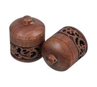 BESPORTBLE Lot de 2 Boules Parfumées en Bois Sculpté de Lanterne, Diffuseurs Suspendus DIY Motif Lotus Ajouré, Accessoires Aromathérapie Décoratifs pour Maison et Voiture