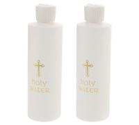 BESPORTBLE Lot de 2 Bouteilles d'eau Bénite Blanche 250 ML à Motif Croix Dorée en Plastique, Rechargeables pour Baptême, Exorcisme et Cérémonies Religieuses Chrétiennes, Flacons Sécurisés