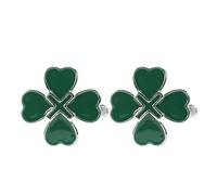 BESPORTBLE Lot de 2 Boutons de Manchette pour Hommes en Alliage Confortable Motif Trèfle à Quatre Feuilles Cœur Vert Émail Raffiné Accessoires pour Manchettes Classiques pour Chemises et