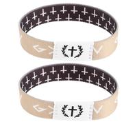 BESPORTBLE Lot de 2 Bracelets Bibliques Élastiques Unisexes Versets Bibliques Couleur Noir et Gris Taille pour Événements Religieux Récompenses Scolaires et Usage Quotidien