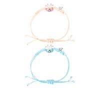 BESPORTBLE Lot de 2 Bracelets Tissés à la Main en Céramique Chat Amulette Bleu Ciel et Rose Ornement Délicat et Créatif Accessoire Élève et Ami Style Unique au Quotidien