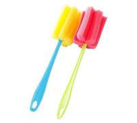 BESPORTBLE Lot de 2 Brosses Éponge pour Bouteille Manche Long Tête Ultra Douce en Éponge Poreuse Couleur Aléatoire Brosse de Nettoyage pour Biberons Gobelets et Couleur