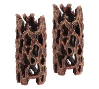 BESPORTBLE Lot de 2 Cachettes en Résine pour Aquarium, Bûches Creuses Décoratives Naturelles, Abris pour Crevettes et Petits Poissons, Décoration Aquarium Eau Douce, Habitat pour Reptiles