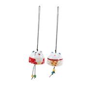 BESPORTBLE Lot De 2 Carillons Éoliens en Céramique Chat Fortune Suspendus pour Décoration Intérieure Et Voiture, 2 Pièces, Forme Chat Amulette Feng Shui, Accessoires Apaisants Et Chance