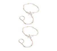 BESPORTBLE Lot de 2 Chevillères Élastiques Perles Artificielles et Décorations Étoile de Mer Bracelets de Cheville pour Mariage et Plage Bijoux de Pied et Légers