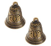 BESPORTBLE Lot de 2 Cloches Anciennes en Laiton Vintage Décorations de Cloches Ornementales Motif Six Mots Fournitures pour Bricolage et Accessoires Décoratifs Suspendre Murale ou Arbre