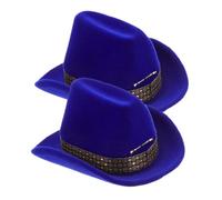 BESPORTBLE Lot De 2 Coffrets à Bijoux Chapeau De Cowboy, Porte-bagues En Velours Floqué Bleu Paon, Style Western, Boîte Polyvalente Pour Bagues Collier Boucles D’oreilles, Rangement Décoratif Compact