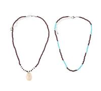 BESPORTBLE Lot de 2 Colliers Coquillages Pendentif Conque Perles Colorées en Riz Léger et Confortable Bijoux de Plage D’Été pour Femmes Accessoires Vacances Tropicales et Style Bohème