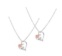 BESPORTBLE Lot de 2 Colliers Pendentifs Cœur en Alliage Rose et Pierre Brillante Collier Saint-Valentin Bijoux Romantique Femme Présent Amoureux Femme Accessoire de Mode Élégant