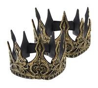 BESPORTBLE Lot de 2 Couronnes Médiévales en Mousse Pu, Style Rétro, Couleur Or Ancien, Serrage-têtes Confortables pour Hommes, Accessoires Cosplay pour Fête Halloween et Déguisement Royal