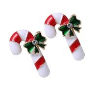 BESPORTBLE Lot de 2 épingles de poitrine de Noël en alliage forme canne de Noël avec pierres décoratives décoration festive rouge blanche et verte accessoire de fête hivernale