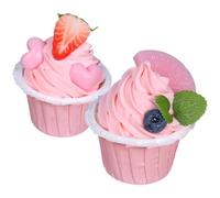 BESPORTBLE Lot de 2 Gâteaux Factices Réalistes en Mousse, Modèle Décoratif de Cupcake aux Fruits, Accessoires Photo pour Jeux Cuisine et Décoration D’intérieur