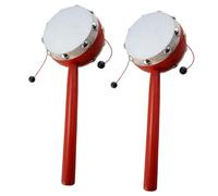 BESPORTBLE Lot de 2 Hochets à Main Tambour en Bois 7 CM Peau de Mouton Blanche Musical Éducatif pour Bébé Clochette Double Face Stimulant la Motricité Fine et L’Ouïe des Tout-Petits