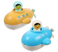 BESPORTBLE Lot de 2 Jouets de Bain Mécaniques à Remonter pour Tout-Petits 1-4 Ans sous-Marins Jaunes et Bleus en Plastique Lisse Adaptés pour Bain et Piscine Jouets D’Éveil Aquatiques