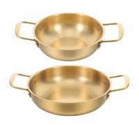 BESPORTBLE Lot de 2 marmites coréennes pour ramen - Marmite coréenne en acier inoxydable avec double poignée - 18 x 22 cm - Idéale pour les soupes, les nouilles, les pâtes et autres préparations