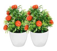 BESPORTBLE Lot de 2 Mini Arbres Fruitiers Artificiels en Pot Bonsaïs d’Agrumes Décoratifs Plantes en Pot sans Entretien Décoration Intérieure pour Bureau et Maison Faux Fruits Réalistes