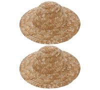 BESPORTBLE Lot de 2 mini chapeaux de paille pour le bricolage - Chapeaux de paille non peints - Sombreros faits à la main - Pour projets créatifs de bricolage - Diamètre : 15 cm - Idéal pour poupées