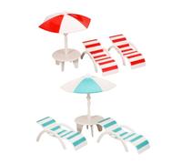 BESPORTBLE Lot De 2 Mini Parasols De Plage Ensemble De Mini Chaises De Plage Et Parasol pour Maison De Poupée - Meubles Miniatures - Décor Réaliste pour Différentes Scènes