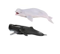 BESPORTBLE Lot de 2 Modèles d'animaux Marins en Plastique Blanc Baleine Blanche et Cachalot Jouets Éducatifs Réalistes pour Garçon et Filles Décoration Maison et Bureau Figurines