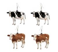 BESPORTBLE Lot De 2 Paires De Boucles D'oreilles Pendantes Vache En Acrylique, Légères Et Colorées, Boucles D'oreilles Mode Pour Femmes Et Adolescentes, Accessoire Bijoux Pour Usage Quotidien