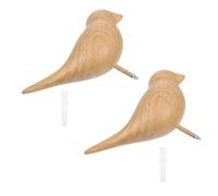 BESPORTBLE Lot de 2 Patères Murales en Résine Forme D’Oiseau Crochets Muraux pour Vêtements et Porte-Clés Finition Bois Naturel Décoratifs pour Chambre et Porte Capacité de Charge Élevée